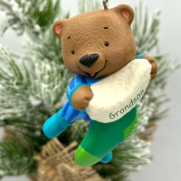 Hallmark Keepsake Ornament Grandson 2013 Bear Stocking Christmas Holiday - Picture 2 of 9